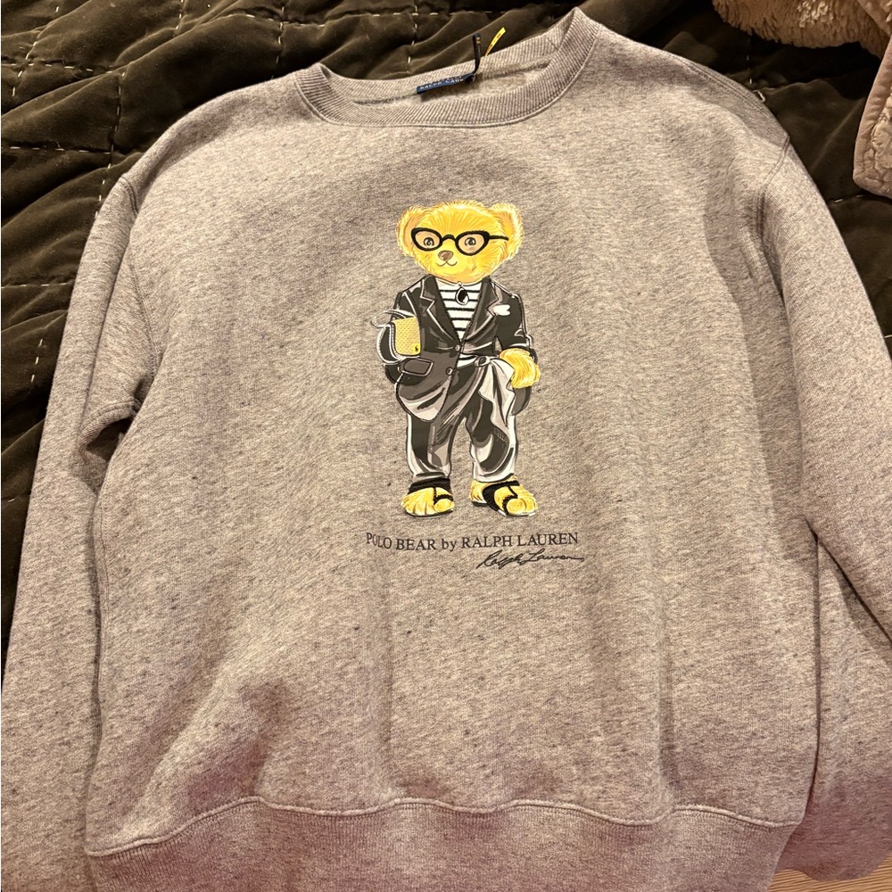 Ralph Lauren Gray Crewneck with Polo Bear